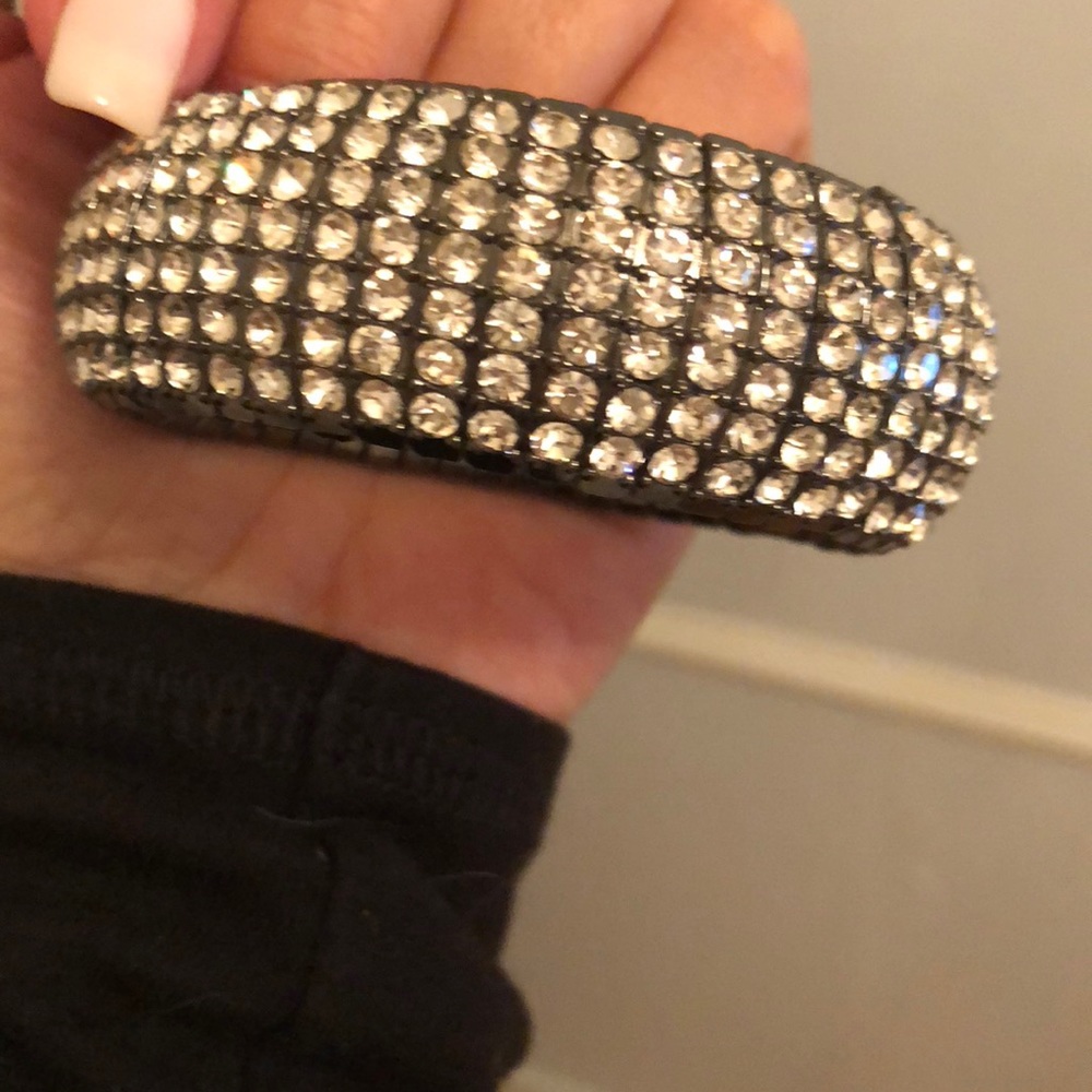 Silver tone stretch rhinestone bracelet